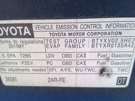 2011 TOYOTA CAMRY, BLACK, LE MODEL, 2.5L, AT,  Z25221